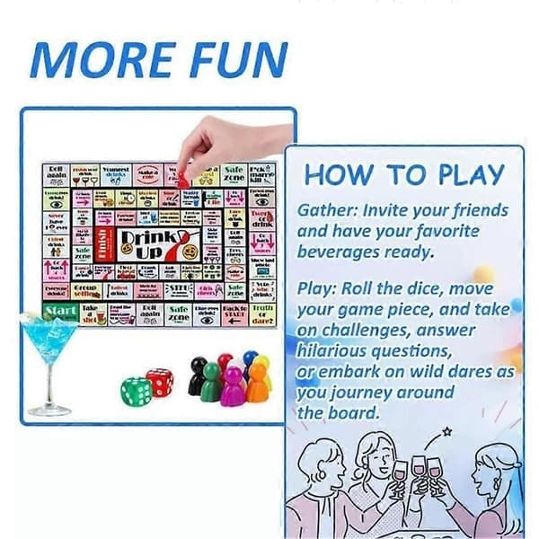 Tipsy-Land Drickspel Roligt Interaktivt Partyspel för Vuxna, 2 st 2pcs