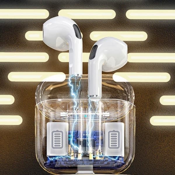Trådløst opladningsetui til AirPods 1/2 Gen, Bluetooth Sync-knap, Hi-Fi stereolyd, GPS-positionering til iPhone og Android