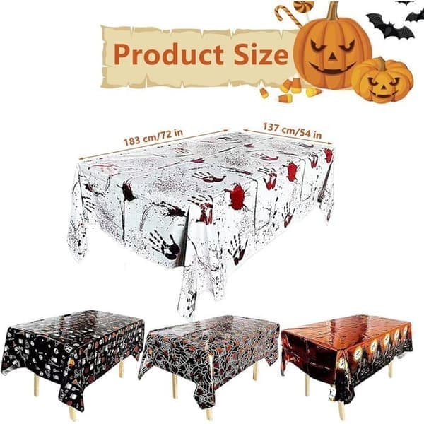 Sett med 4 skumle engangsduker til Halloween, skummel gresskar Halloween-duk, vanntett duk