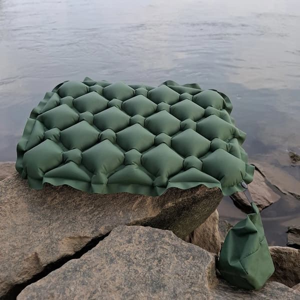Ultralet foldbar sædehynde, Inkluderer opbevaringspose, Udendørs, Foldbar, Gulvpude, til Camping, Vandreture og Flybrug, Grå