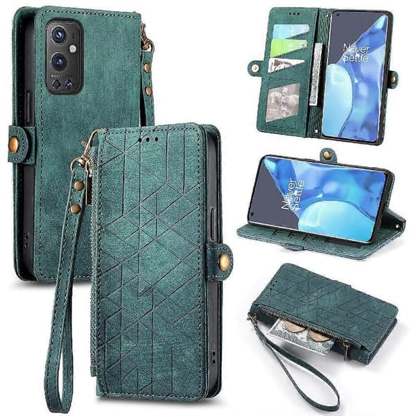 OnePlus 9 Pro Flip Plånbok Läderfodral Business Stil Stötsäkert Skydd Green
