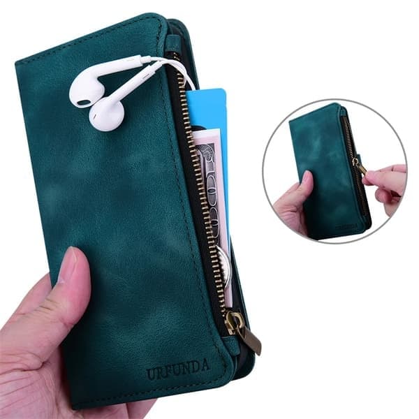 Plånboksfodral för Samsung A03S, med blixtlåsficka, svart Black Samsung A03S