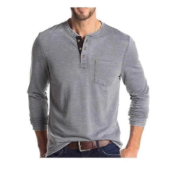 Henry Basic skjorte for menn, T-skjorte for menn, rundhalset topp, størrelse L L