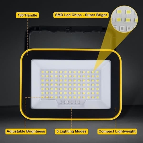 Oppladbar LED-spotlight, T-SUNUS Bærbar USB 4000mAh LED-arbeidslampe med 5 moduser for camping