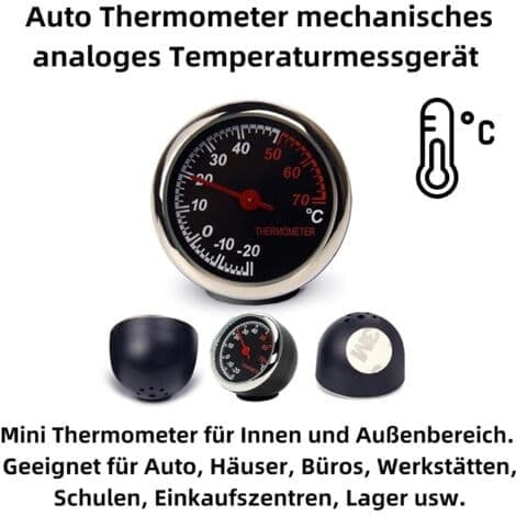 Biltermometer, mekanisk nål, analog, räkneverktyg, reptålig, hög transparens och hållbarhet