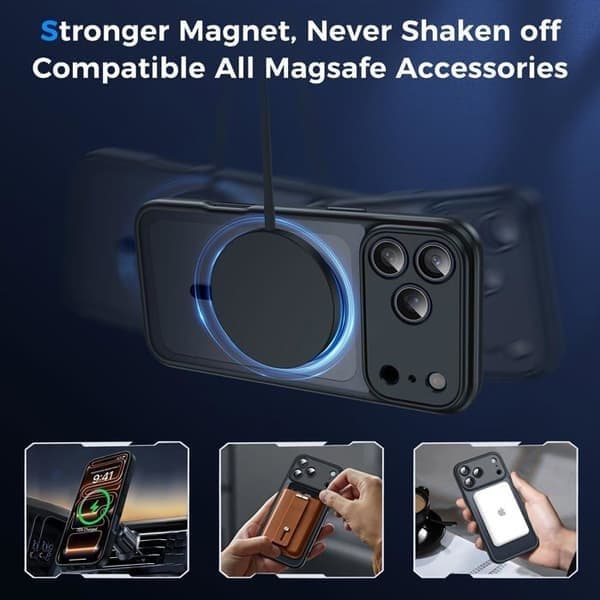 Klar telefoncover til iPhone 17 Pro Max, MagSafe-kompatibel, magnetisk, sort iPhone 17 Pro Max Noir