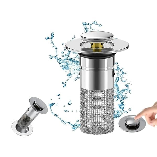 Tiskialtaan tulppa / viemäritulppa suodattimella keittiöön ja kylpyhuoneeseen, 2 kpl 2-Pack