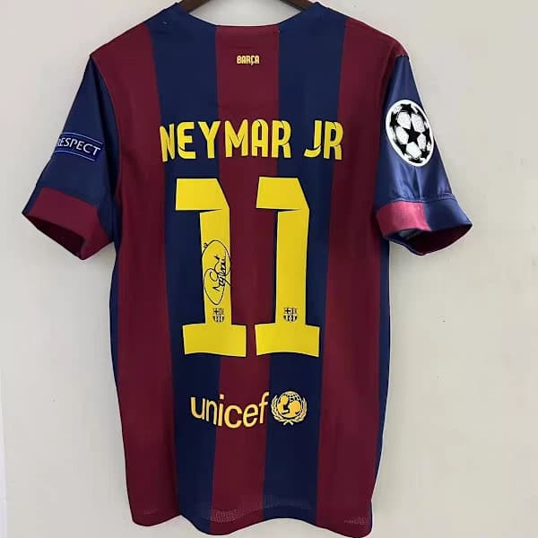 2014–2015 Barça-drakt nummer 11, signert av Neymar – den perfekte gaven til fotballfans (L) (L)