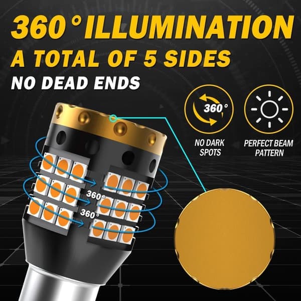 BAU15S PY21W Gul LED Blinklys 3700LM 3030 45 SMD Canbus Anti-ultra Flash, Blinklys (2-pak)