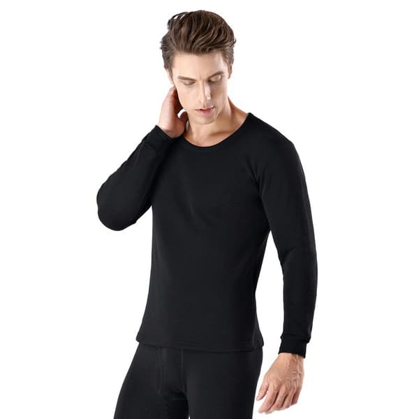 Termoundertøjssæt til mænd med fleecefor, overdel og underdel, vintervarmt - Lysegrå rullekrave Light Grey Mock M 40-45kg