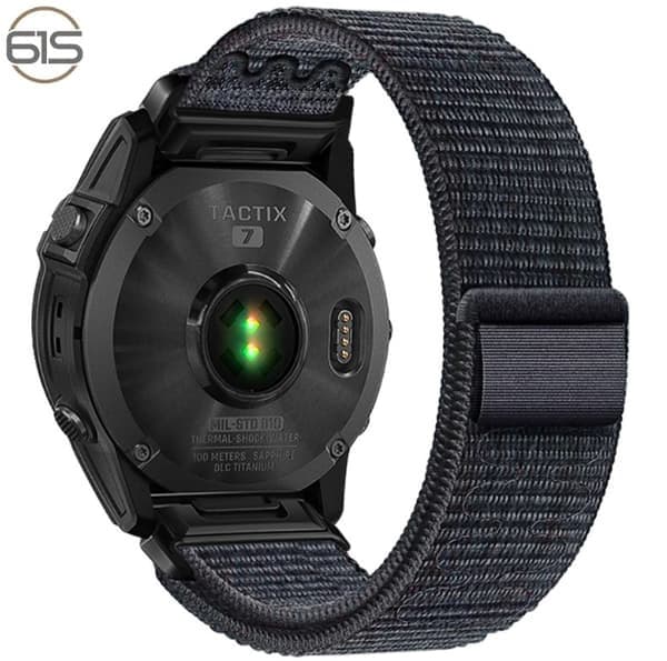 Garmin Fenix 5/6/7X Pro Nylon borrelåsstropp, 22mm 26mm