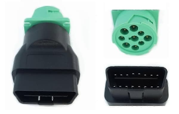 16-bens OBDII OBD2 han til J1939 hun adapter type 2 grøn, 9-benet til Volvo Mack tunge lastbiler, udgave 0210