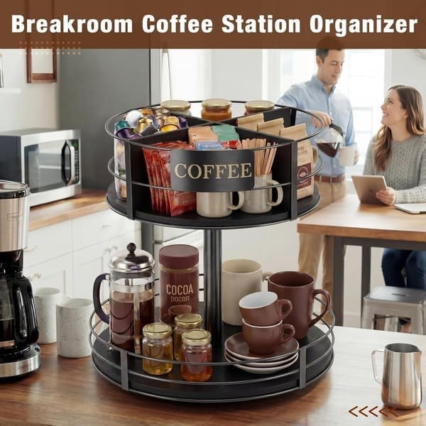 360° Roterende Kaffebarorganisering i Metall for Benkeplate, Svart