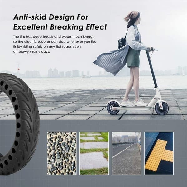 8,5 tums bikakeformad massivt däck kompatibelt med Xiaomi M365 elscooter, punkteringsfritt och stötdämpande, 2-pack 2-pack