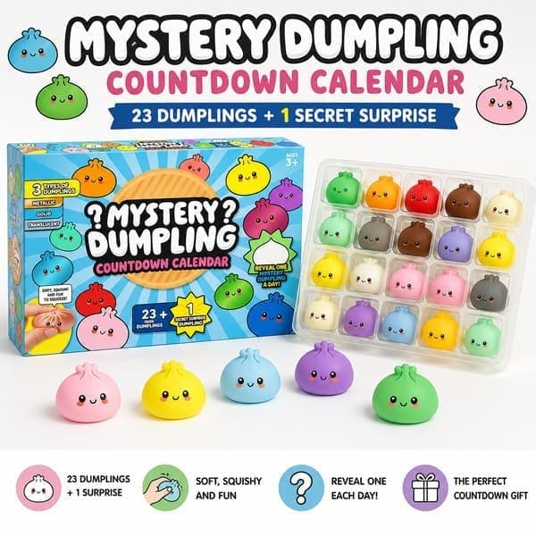 2026 Dumpling Squishy Julekalender, 24 stk. Squishy Dumpling Mysterie Julekalender, Stresslindrende Sensoriske Fidget-leker