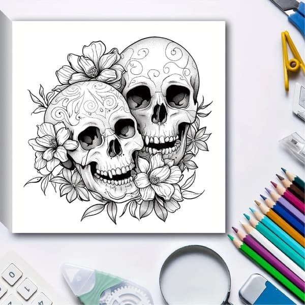 Mandala Dyremalebok for Voksne | 24 Akvarellkunst-sider]skull] skull
