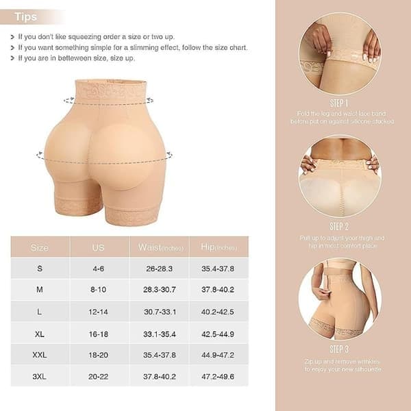 Dame Shapewear Hofteløft Shapewear Mageplastikk V, Hud, Størrelse L Skin L