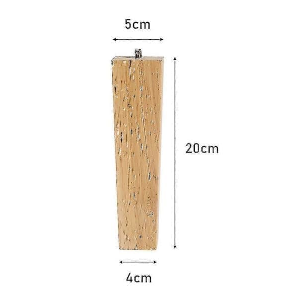 Set med 4 fyrkantiga träben, ekmöbler, storlek 20 cm 20cm