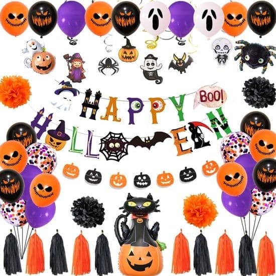 Halloween ballon sæt til festdekoration, med 3D flagermus og spindelvæv