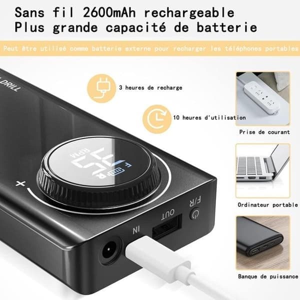 Professionel neglefil, 35000 RPM med 6 bits til manicure og pedicure