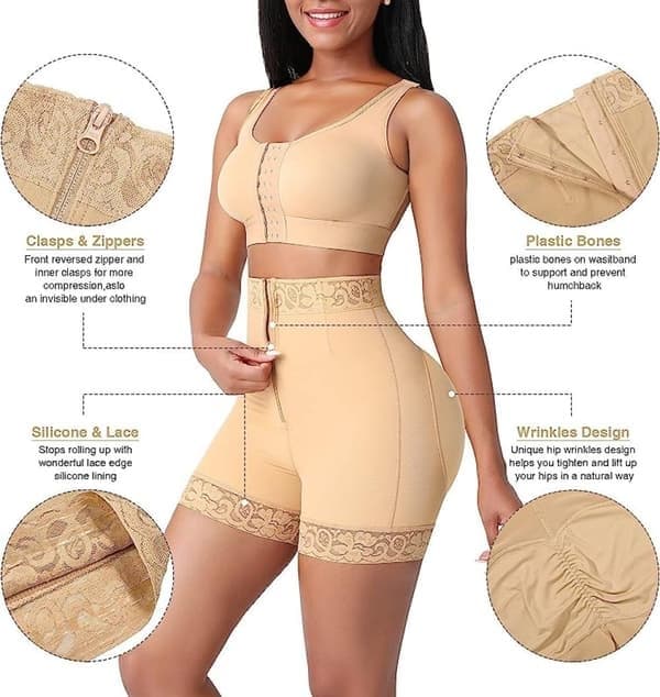 Dame Shapewear Hofteløft Shapewear Mageplastikk V, Hud, Størrelse M Skin M