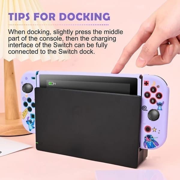 Dokkbar myk beskyttelsesveske for Switch, støtsikker beskyttelsesveske, lilla