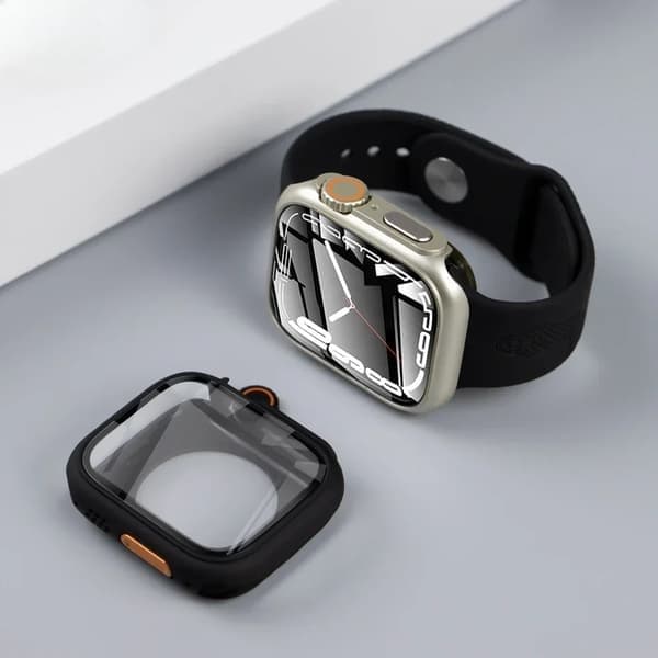 Klockfodral med skärmskydd för Apple Watch 45mm, Titan Titanium 45mm