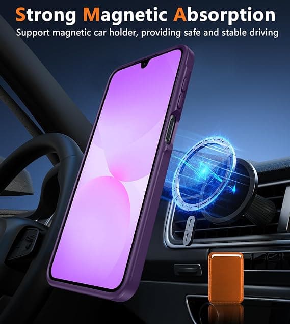 FNTCASE til Galaxy A26 5G-deksel, magnetisk matt gjennomskinnelig, fallbeskyttelse i militærklasse, slankt robust støtsikkert deksel Purple