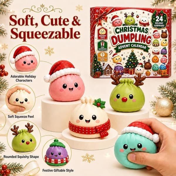 Adventskalender 2026, 24 dagar med överraskande Squishies-leksaker, julklappar