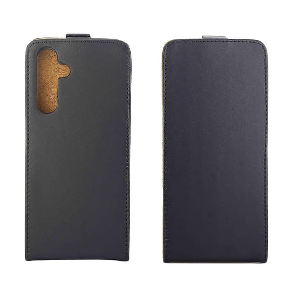 Vertikalt vikbart läderfodral - korthållare, skyddande stativtelefonfodral Black For Samsung Galaxy S24 FE 5G
