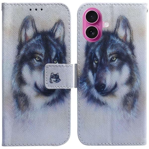 Telefonfodral för iPhone 17 Plånbok, Mönstertryck Läder-lingling, Flerfärgad, Varg Multicolor Wolf