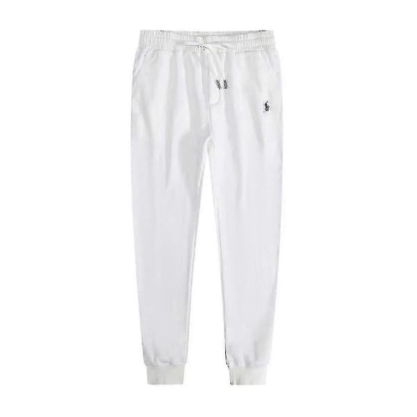 Broderad Polo Hoodie Set För Män Med Fleecejacka Och Kofta White Sweatpants S