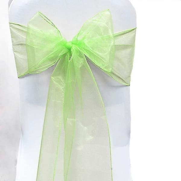 10/25/50/100 Organza Stolöverdrag Breda Rosetter Bröllopsfestdekorationer, Ljusgrön, 100 st Light Green 100 Pcs