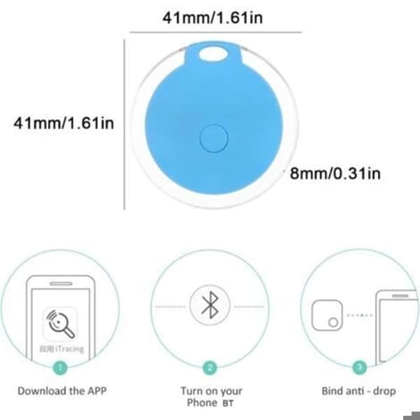 LUSKYKA® Bärbar GPS-spårare, 4-pack, Vattentät, Bluetooth, för Bagage, Barn, Husdjur