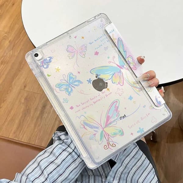 2025 Nyt 3+Å foldbart etui kompatibelt med iPad 11th A16 Pro Air 13 11 M3 M2 M4 2025 12.9\" 9 8 7 6 5 4, Gradient Sommerfugl, iPad 5th 6th 9.7 Gradient Butterfly iPad 5th 6th 9.7