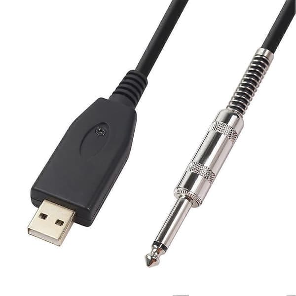 USB-gitarledning USB 2.0-grensesnitt hann til 1/4 tomme TS (6.35) Jack-kontaktkabel elektrisk gitar