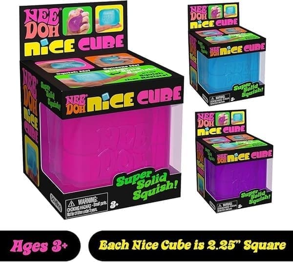 Schylling NeeDoh Nice Cube, sensorisk klemmelegetøj med superhurtig klembar lilla
