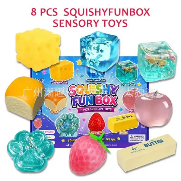 Squishy Leksak - 8 Squishy Set Bulle A 8 Squishy Set Bun A