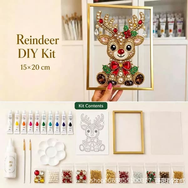 Itse tehtävä joulukuvakehysaskartelusarja - Poro Reindeer