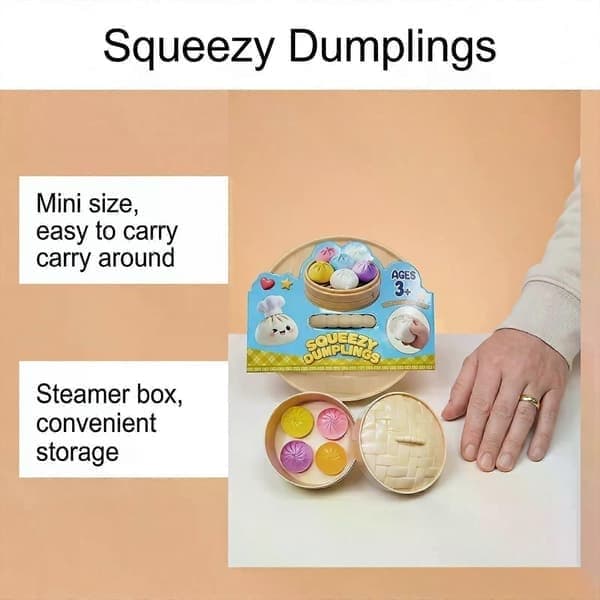 4-pakning Squeezy Dumplings Fidget Leker, Fargerike Søte Dumpling-formede Stressavlastende Leker for Barn og Voksne 1 Sett
