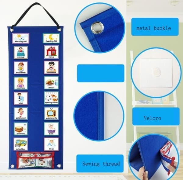 Visuel Tidsplan for Børn, Daglig Planlægger, Blå Blue