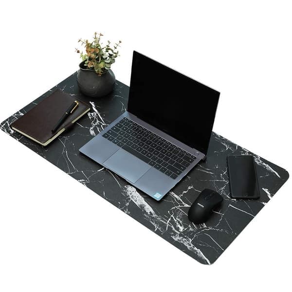 Pöytämatto 89x44 cm PU-nahka Musta/Marmori