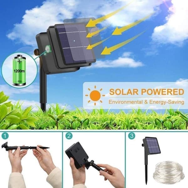 Solar Loop RGBW Lyslenke, Flerfarget, 200 LED 22m, IP68 Vanntett