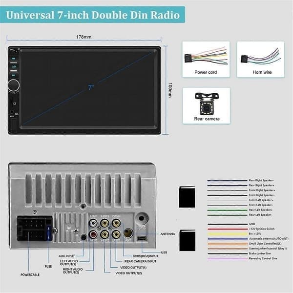 [LLC] Dobbel DIN CarPlay bilstereo med CarPlay Android Auto, bilradio