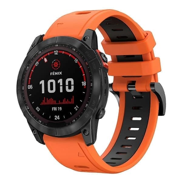 To-tonet silikonerem til Garmin Fenix 7X-lingling, orange sort Orange Black