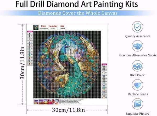 Påfuglsommerfugl 5D Diamantmaling - Full Drill DIY Fargerikt Kunstverk 30x30cm[J]