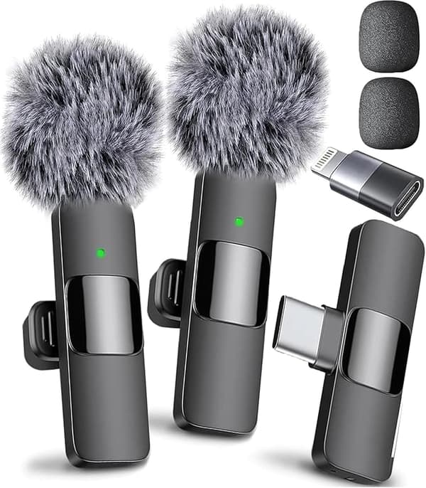Mini Mic Pro langaton minipuhelin iPhonelle, iPadille ja Androidille, 2 kpl rintamikrofoneja USB-C:llä videon tallennukseen ja sisällöntuotantoon