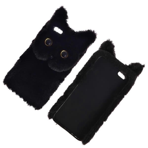 Sødt katte-telefoncover kompatibelt med 6/6s cover Varm vinter ridsefast sort 1 sæt-lingling sort iPhone 6/6S