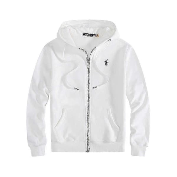 Miesten kirjailtu poolohupparisetti fleecetakilla ja neuletakilla White Sweatpants 2XL