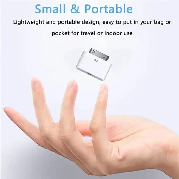 Lightning til 30-pin adapter 8-pin hann til 30-pin hunn lade- og synkroniseringskonverter kompatibel med iPhone 4 4S iPad 2 3 iPod Touch, hvit